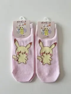 【新品 同柄2足】ソックス ポケモン 靴下 ピカチュウ ピンク 23-25cmのサムネイル