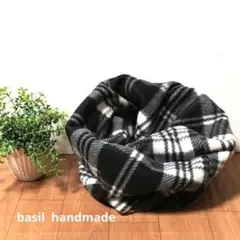 スヌード　マフラー　ネックウォーマー　ハンドメイド　白♡黒　チェック