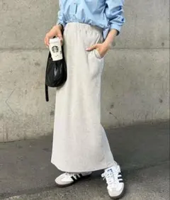 リブタイトスカート ロング丈 グレーのサムネイル