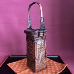 茶道具竹製編み込み花籠 花入れ