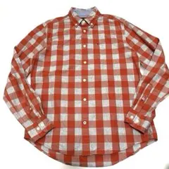 TOMMY HILFIGER オレンジチェック長袖シャツ S 古着