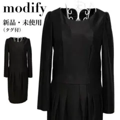 新品・未使用✨modify モディファイ ワンピース 長袖 40 黒 ウール混のサムネイル