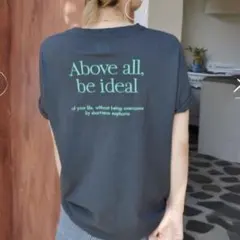 Ungrid ロゴプリント 半袖Tシャツ チャコールグレー