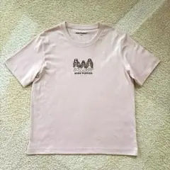【Hush Puppies】ワンちゃん刺繍 Tシャツ ピンク Mサイズのサムネイル