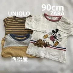 Disney Baby ユニクロミッキー 長袖Tシャツ 12-18m 3枚セット