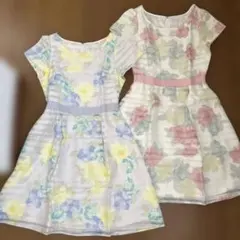 プロポーションボディドレッシング 花柄ストライプワンピース2点セット