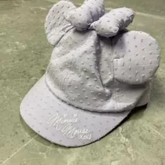 ミニーちゃん 帽子 キャップ　 リボン　帽子 52cm ドット生地　紫