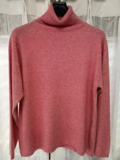 ピンク タートルネックセーター 長袖 Lサイズ