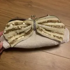 Cosette ベージュリボンパーティーバッグ