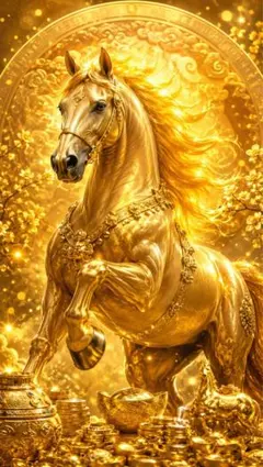 金馬 黄金の馬 開運アートポスター A4サイズ