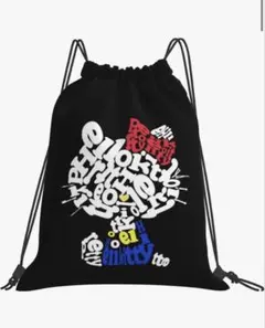 新品未使用❣️Hello Kitty ナップザック ジムサック ブラック 防水機能のサムネイル