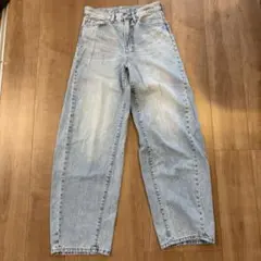 GU メンズ バレルレッグジーンズ 28インチ 丈長め80cm