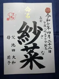 命名書　干支＆梅結　手書