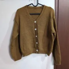 マスタード Vネック カーディガン