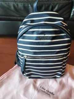 【美品】kate spadeケイトスペード ストライプ バックパック収納袋付き