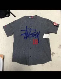 Old STUSSY ベースボールシャツ　18周年　グレー