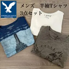 アメリカンイーグル　メンズ半袖Tシャツ　3点セット　青　グレー　白　プリント