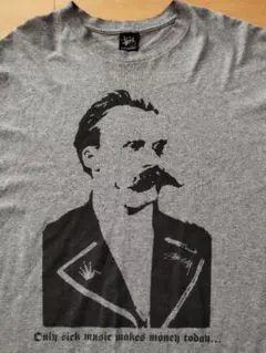 OLD STUSSY 男爵 プリントTee 灰 L メキシコ製 黒タグ 90's