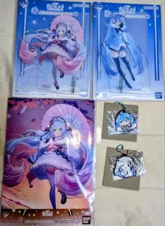 初音ミク一番くじ　雪ミク　ビッグアクリルスタンド、クリアポスター、ラバーチャーム