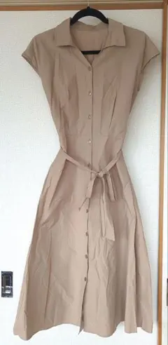 grove 春服 夏服 ワンピース M ノースリーブ シャツワンピ ベージュ