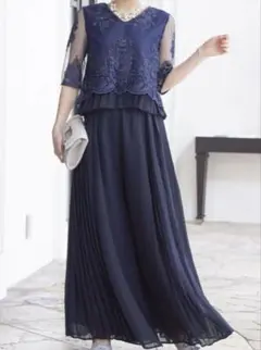 レーストップス＆プリーツワイドパンツ　結婚式お呼ばれドレス　新品