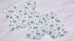 アンパンマン 半袖パジャマ 上下セット ブルー　総柄 男の子　80