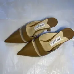 ジミーチュウ ミュール 24cm ポインテッドトゥ レザー ベージュ 美品