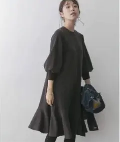 タグ付新品✨アーバンリサーチロッソ F byROSSO チャコール裾フレアワンピ