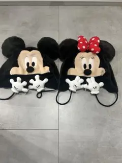 ミッキー＆ミニー 耳付きフード帽子　ファンキャップ