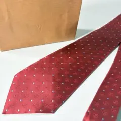 極美品LOUIS VUITTON ルイヴィトン シルク100 ネクタイ レッド系のサムネイル