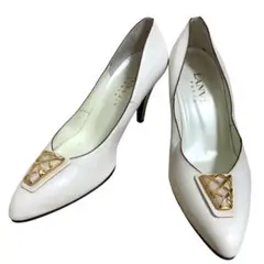 LANVIN ホワイト ポインテッドトゥ パンプス 23.5cm