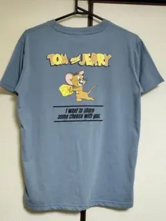 TOM and JERRY Tシャツ くすみブルー ロゴプリント ユニセックスのサムネイル