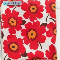 ①花柄　生地　赤　プリント　大柄
