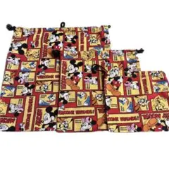 美品 Disney レトロミッキー 巾着 セット