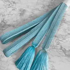 絹 帯締め☆笹浪組 平組 浅縹色 空色（水色・青系）単色 上品 組紐