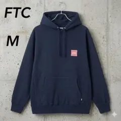 FTC エフティーシー ボックスロゴ スウェットパーカー M ネイビー 刺繍