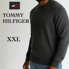 トミーヒルフィガー コットンニット セーター グレー XXL ワンポイントロゴ
