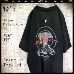 90's TITAN プリントＴシャツ バイク&セクシー 半袖 古着 4524