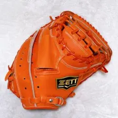 極美品 希少色　ZETT　ネオステイタス　一般軟式用キャッチャーミット　オレンジ