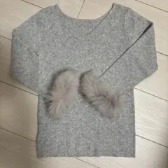 RD 七分袖　ニット　ファー付き　前後2way