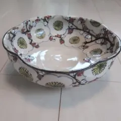 花器 生け花 華道 水盤 花柄 陶器 ボウル 直径約25cm