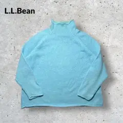 LLBeanモックネックコットンニット2XLミントブルー水色ボックスシルエットのサムネイル
