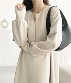 【GeeRA】楽ちんすっきり見せ前後2WAYハーフジップワンピース