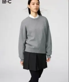 ユニクロ C スムースコットンクルーネックセーター　グレー　S