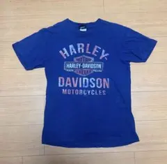 Harley-Davidson ロゴ Tシャツ 青色 ハーレーT 90s 00s