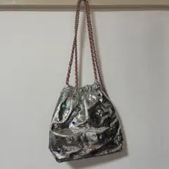 シルバー ショルダーバッグ ストーン きらきらNOROMORO