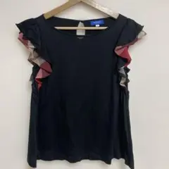 【美品】ブルーレーベルクリストブリッジ　フリル袖　トップス　Tシャツ　チェック