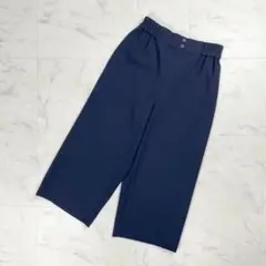 美品 Gabardine K.T クロップドワイドパンツ 紺サイズ9*FD788