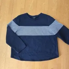 ネイビー 長袖カットソー ストライプデザイン