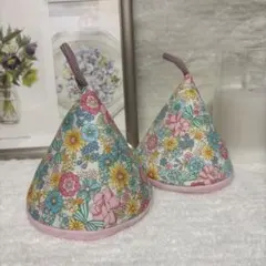 花柄 三角鍋つかみ 2個セット